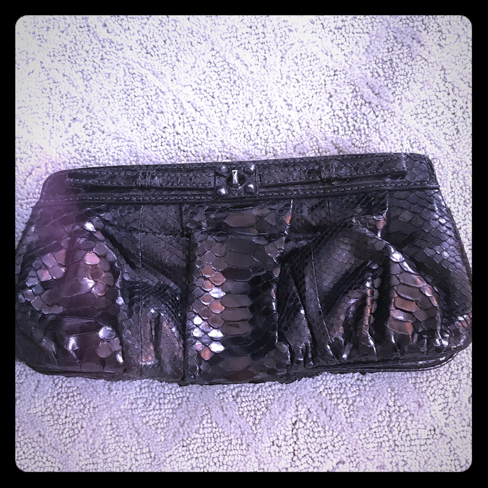 Zagliani snake skin clutch